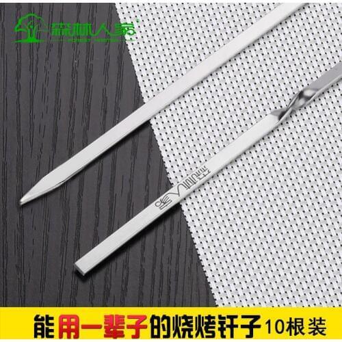 Barbecue tool lamb kebab stainless steel BBQ skewers 40cm iron needles stick charcoal grill tool 20pcs