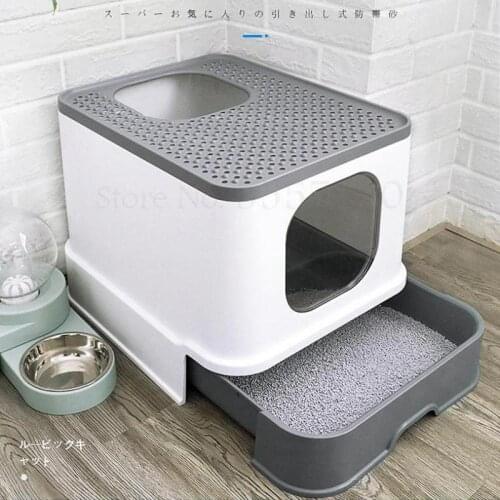 Cat litter box Fully closed drawer Top-entry splash-proof cat supplies Deodorant feces bowl Extra large oversized cat toilet