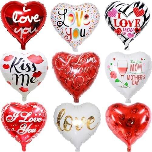 Happy Romantic Valentines Day Heart Shaped Aluminum Foil Colored Balloons Baby Birthday Party Love Balloons Love You Peach Hear