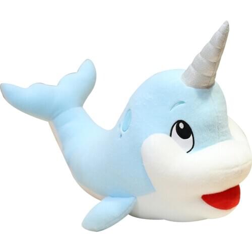 KUY New Lovely Soft Cute Teal Narwhale Stuffed Animal Whale Plush Toy Fish Kids Dolls For Children Birthday Christmas Gifts