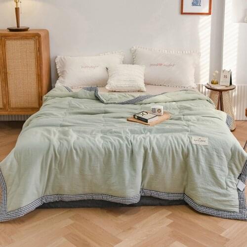 CangGe Sweam Summer Solid Color Comforter Quilt Washed Cotton&Polyester Thicken Blanket For Autumn Home Textile Double bed 2021