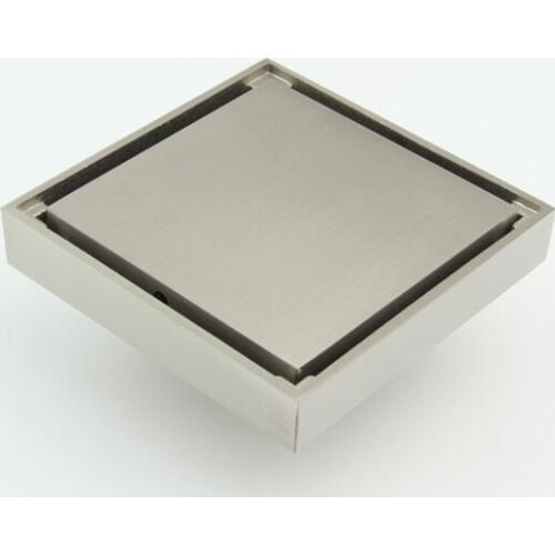 Brushed nickel solid brass square anti-odor floor drain bathroom hardware invisible shower floor drain DR059