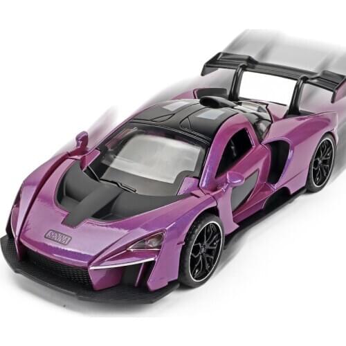 1: 32 Seine sports car model simulation alloy car model return door childrens toy car model purple car