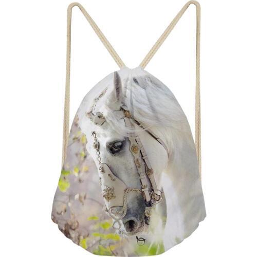 HaoYun Fashion Womens Travel Drawstring Backpack Flower Horses Printing Pattern Beach Shoes Pockets Girls Mini Organize Bag