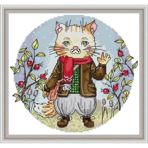 Mr.cat cross stitch kit aida 14ct 11ct count print canvas cross stitches needlework embroidery DIY handmade