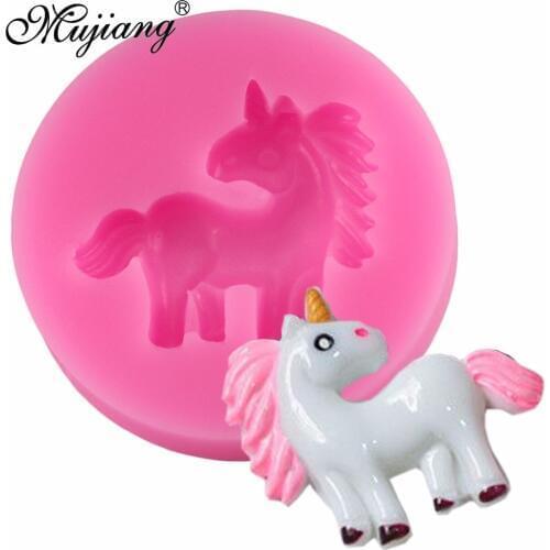 Mujiang 3D Mini Unicorn Cake Silicone Mold Baby Birthday Cake Decorating Fondant Molds Unicornio Chocolate Candy Gumpaste Moulds