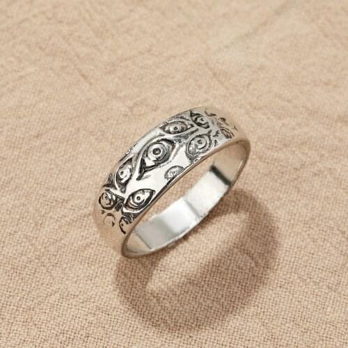 Metal Handmade Evil Eyes Men Ring Hio Hop Rock Vintage Jewelry Street Style Women Finger Ring Anillos Mujer Gift