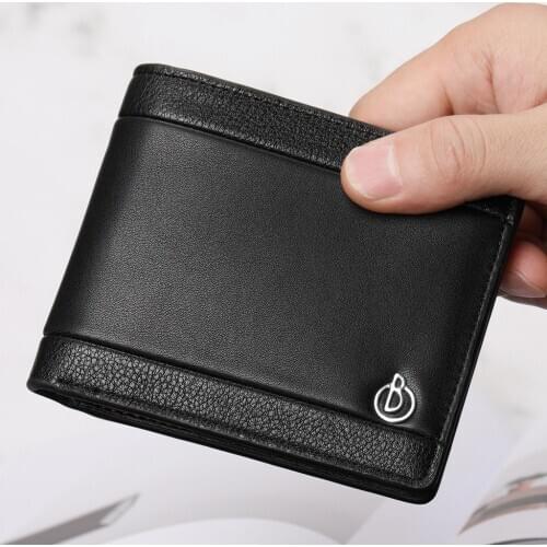 Mens Wallet High Quality PU Leather Black Color Male Fashion Short Wallets Bi-Fold Photo Card Holders Casual Coin Purse Small