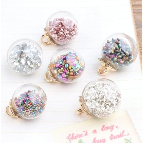 New Style 30pcs/lot Colorful Wishing sandy CoreTransparent glass Rounds Balls Shape Charms diy Jewelry earring/Necklace Pendants
