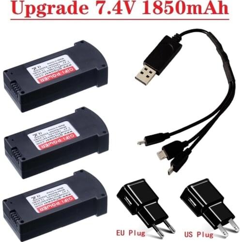 Upgrade (3-in-1) 7.4V 1850MAH 25C LiPo Battery Charger Sets For RC E520 E520S RC Quadcopter Spare Parts 7.4V Drones Battery