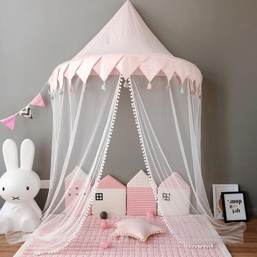 Children Pure Cotton Tent Princess Half Mosquito Nets Dreamy Bed Curtain Baby Toy House inside And Study Angle Kindergarten
