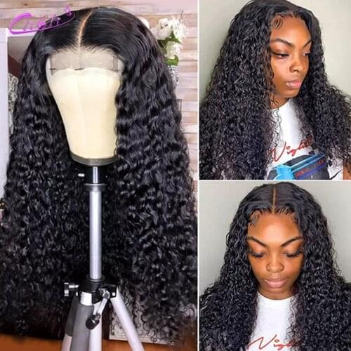 Deep Wave Frontal Wig Wet And Wavy Lace Front Curly Human Hair Wig Transparent Lace Frontal Brazilian Deep Wave Lace Closure Wig