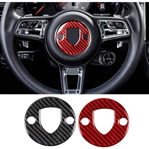 Fit For Porsche Macan 2014-2021 Real Carbon Fiber Interior Steering Wheel Center Cover Decoration Trim Car Accessories
