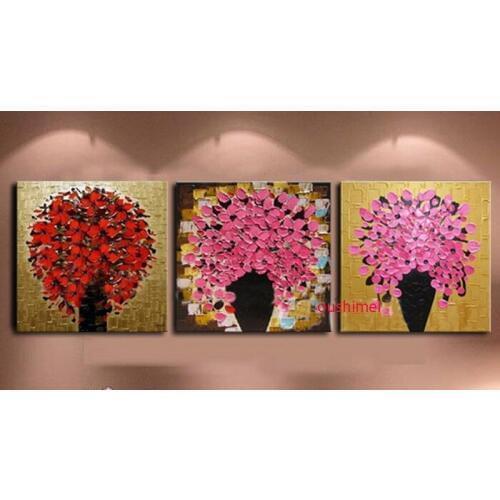 Handmade Wall Painting Home Decorative Knife Oil Painting 3PCS Abstract Flowers Modern Pictures Living Room Decor Wall