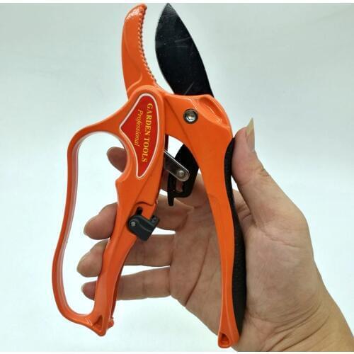 Aluminum Alloy Garden Tool Pruning Shear Scissors Fruit Ratchet Secateurs Cutting Branch Cutter 200mm Fresh branch 18mm SK5