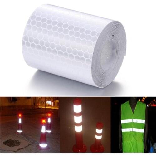 Security Caution Reflective Tape Warning Tape Sticker Self Adhesive Waterproof Pure Color Reflect Light Safety 5cm x 1M Stripes