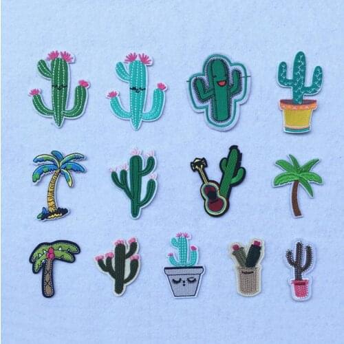 1Pcs/lot Cactus Barbary Fig Iron On Patches Badge Embroidered Applique Sewing Patch Clothes Stickers Garment Apparel Accessories