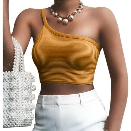 Sleeveles One shoulder Streetwear Vest Tube Top Women Summer 2020 Trend Beach Holiday Home Casual Tank Camis wholesale