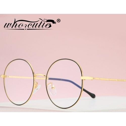 WHO CUTIE Round Clear Glasses Women Men Metal Frame Optical Lens 2020 Anti Blue Light Block Computer Eyeglass Male Female S144