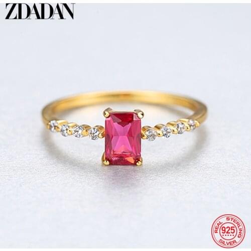 ZDADAN 925 Sterling Silver Fashion Zircon Ring For Women Simple Luxury Wedding Jewelry Party Gift