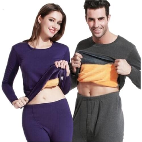 Winter Lover Thermal Underwear For Women Men Pure Color Warm Cashmere Black Long Johns Velvet Thick Second Thermal Female Skin