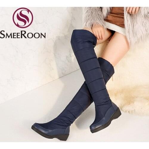 Smeeroon 2020 winter boots women round toe zip Down Warm Snow Boots comfortable over the knee boots Waterproof and skid-proof