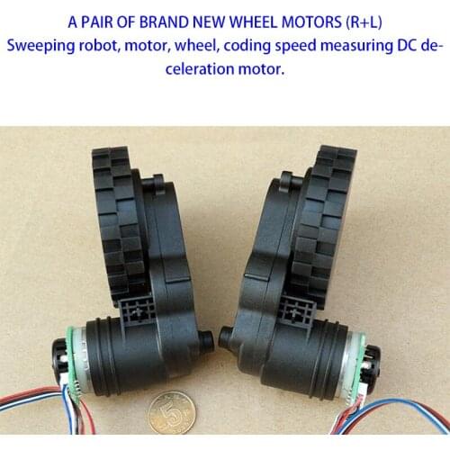 1 Pair Gear Motor for Sweeping Robot DC 12V 100mA Plastic Gearbox Coded Speed DC Gear Motor Wheels, Left and Right, Ratio 1:63