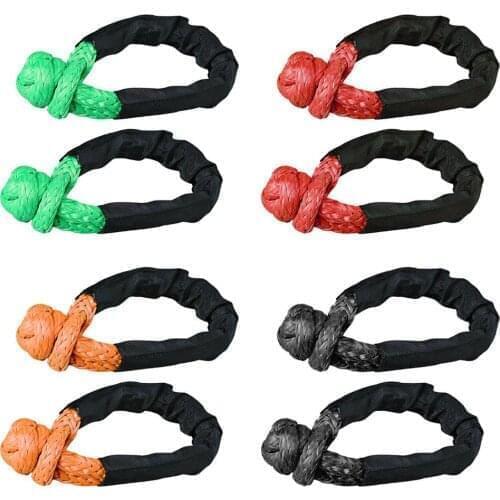 2pcs Soft Shackle Synthetic Rope 38000lbs Trailer Pull Rope Off-Road Recovery Tow ATV UTV Winch Shackle For Car Broke Down