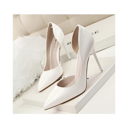 2020 Fashion Women Pumps Delicate Sweet High Heel 10.5CM Female Shoes Side Hollow Pointed Women Pumps Ladies Dress Shoes Blue