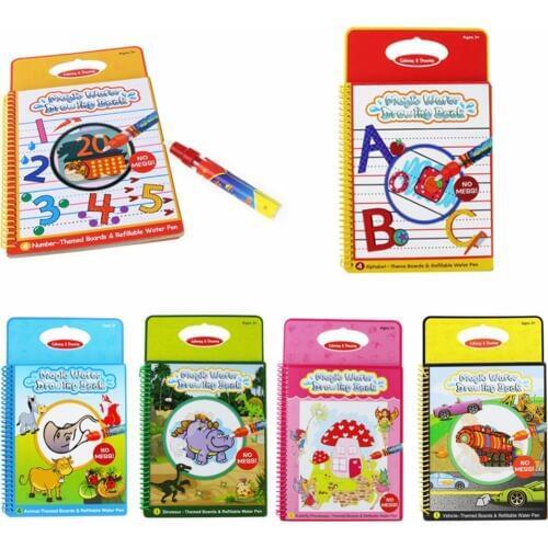 6 Colors Magic Water Drawing Book Coloring Book Doodle with Magic Pen Painting Board Juguetes For Children Education Drawing Toy