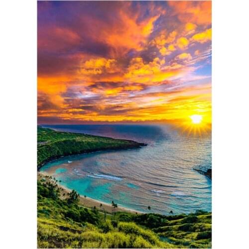 Full diamond 5D DIY diamond painting landscape around the island sunset glow diamond embroidery kit mosaic home decoration