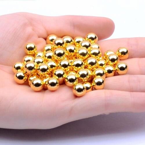 Glitter Resin Beads Pearl Imitation Round No hole Metallic Gold 4mm-10mm Bulk Bag Clothes Shoes DIY Decorations New Design