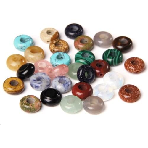2-10 pcs Polished Wheel Opalite Beads 11*11 mm Natural Tiger Eye Stone Beads Pendants For DIY Making Jewelry Accessory Necklace