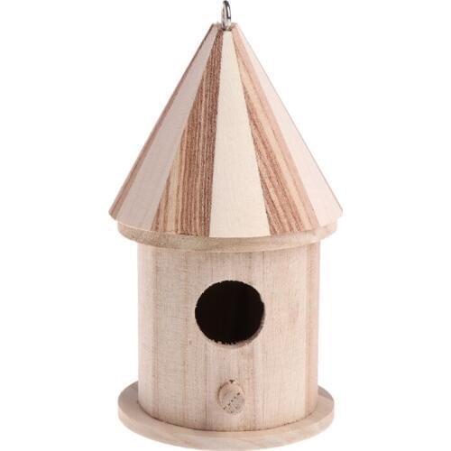 Wooden Nesting Nest Box Bird Cage House Small Birds Blue Tit Wren