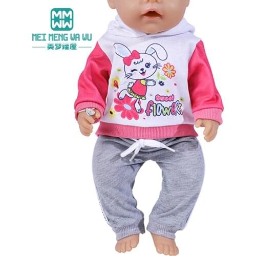 2021 NEW 17inch 43-45cm Baby Toys new born Doll Clothes Fashion cartoon sportswear suits, denim suits, shoes Girls gift