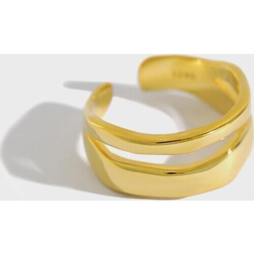 July Dream Genuine 925 Sterling Silver Ring Double Layer Geometric Stackable Finger Rings for Women Fine Silver Wedding Jewelry