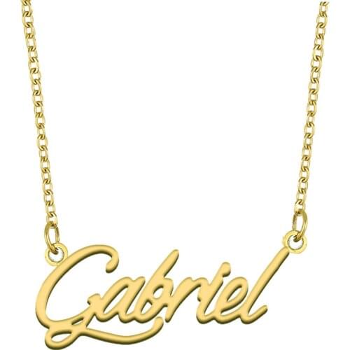 Gabriel Name Necklace for Women Stainless Steel Jewelry 18k Gold Plated Nameplate Pendant Femme Mother Girlfriend Gift