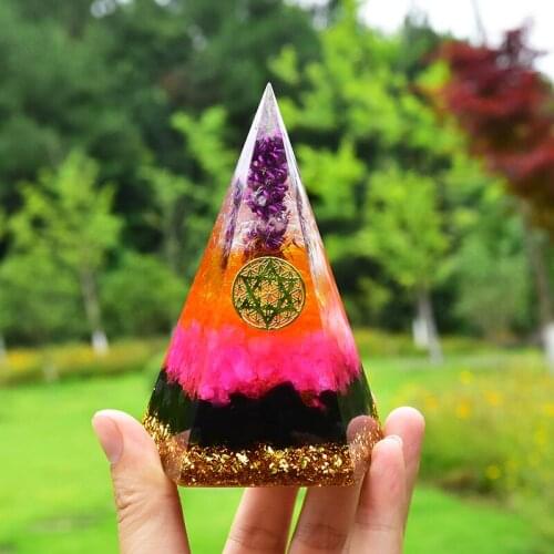 Original Six Sides Orgone Pyramid Healing Crystals Citrine Wicca Orgonite With EMF Protection Meditation Yoga Energy Generator