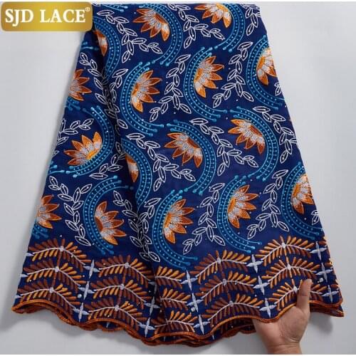 SJD LACE Royal Blue Fashionable African Lace Swiss Voile Cotton Fabric Soft Nigerian Ghana Traditional Wear Sewing Clothes A2330
