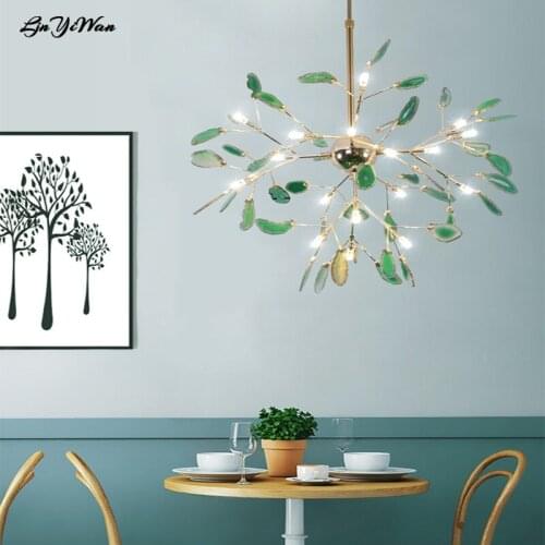 Living room bedroom room lamp Master bedroom girl chandelier net red dining room lamp firefly agate lamp