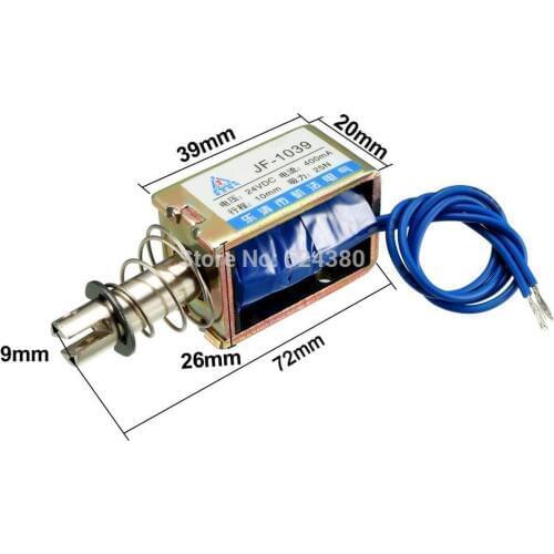 JF-1039B DC 24V DC12V DC6V 400mA 25N 10mm Pull Push Type Open Frame Linear Motion Solenoid Electromagnet