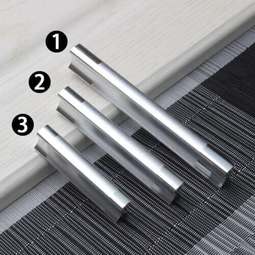 Modernized Silver Aluminum Door Cabinet Handle Hole Spacing 64mm/96mm/128mm Furniture Cupboard Closet Metal Kitchen Drawer Pull