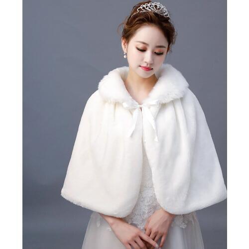 Faux Fur Cape Shawl Winter Warm Shrugs For Woman Party Stoles Wedding Bolero Bridal Fur Shawl Bridesmaids Cape veste femme