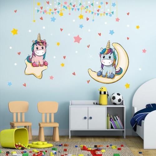 Cartoon Dream Wall Sticker Kids Room Baby Bedroom Decor Nursery Lovely Stars And Moon Stickers DIY Galaxy Picture Wall Decals