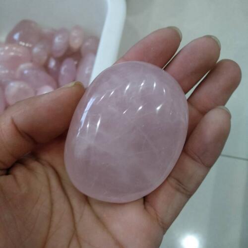 Natural Rose Quartz Crystal Palm Tumbled Stone Healing Specimen Massage Pink