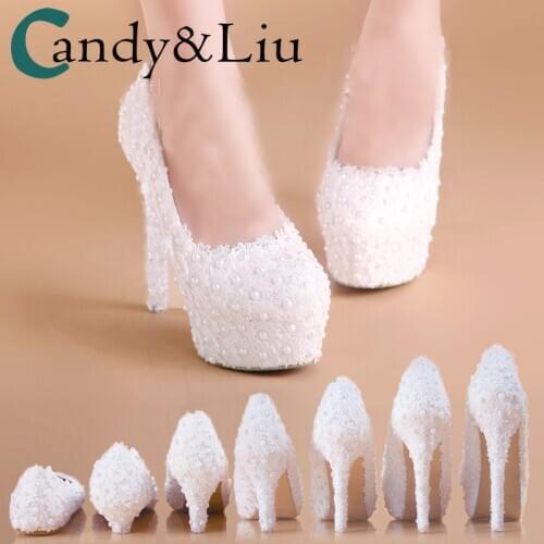 New Crystal Shoes Wedding Shoes Bridal Shoes White Lace Dress High Heel Waterproof Platform Large Size Breathable Elegant Shoes