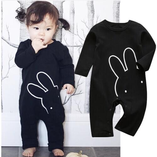 Autumn Baby Boy Girl Rompers Pajamas Infant Cotton Long sleeves Cartoon Rabbit Print Jumpsuit Newborn Toddler Baby Clothes