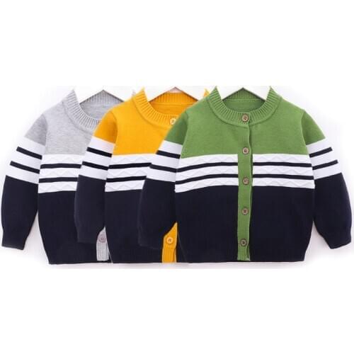 Autumn Baby Boys Sweater Newborn Toddler Boys V-Neck Cardigans Knitwear Long-Sleeve Cotton Jumper Clothes 0-2T Infant Kids Coat