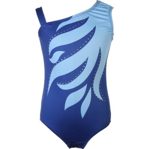 5-14Y One-piece Sleeveless Dancewear Leotards Shoulder Dancing Diamond-studded Bright Pattern Body Suits Ballet Gym Practice