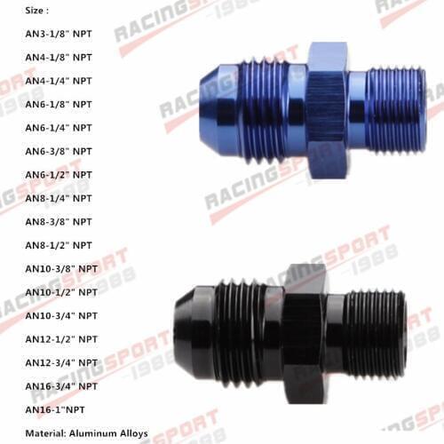 AN3 AN4 AN6 AN8 AN10 AN12 To NPT Straight Fuel Hose Adapter Pipe Thread Fitting